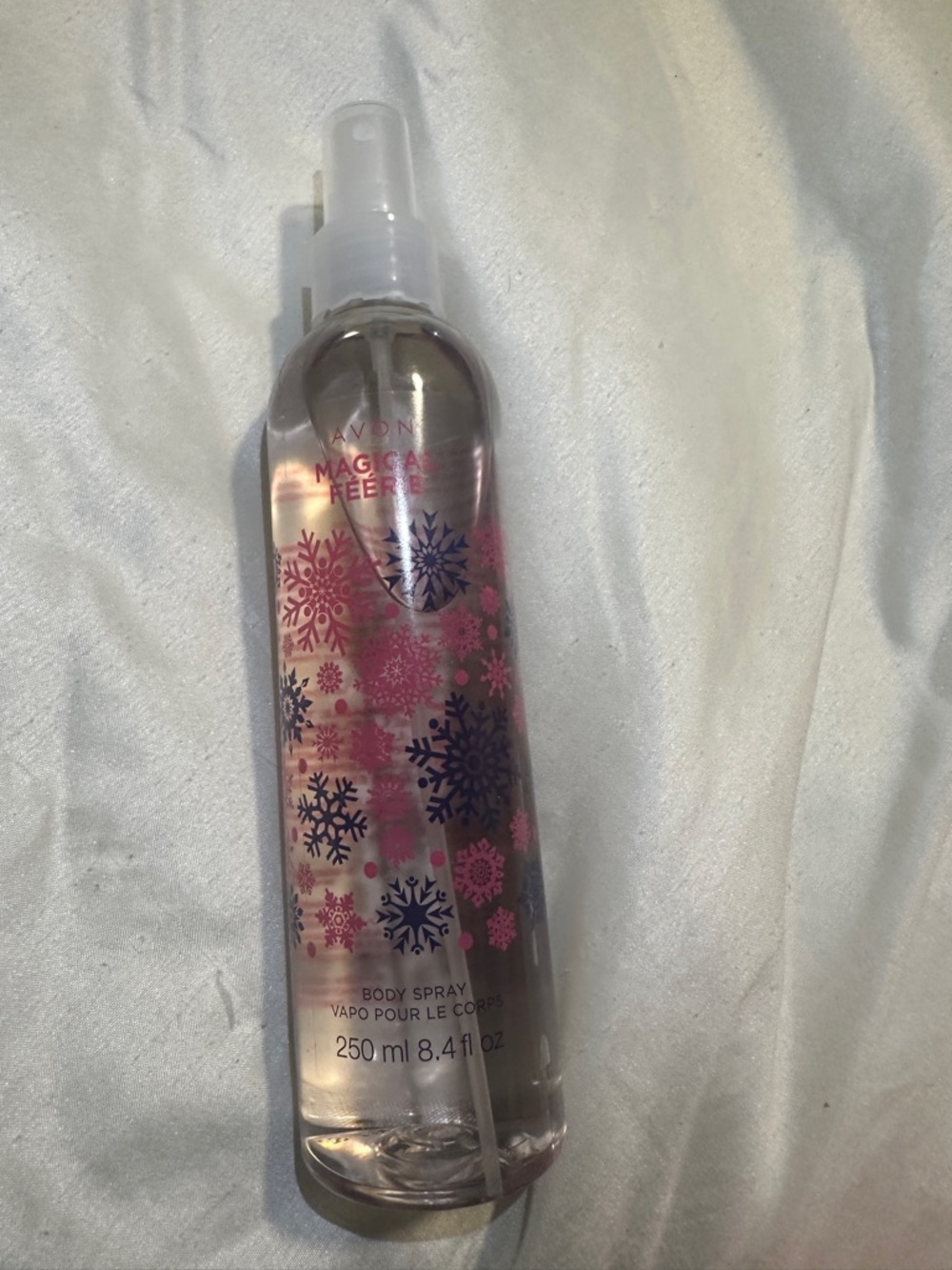 Avon Magical Berries Body Spray - Pink & Purple Snowflake Design